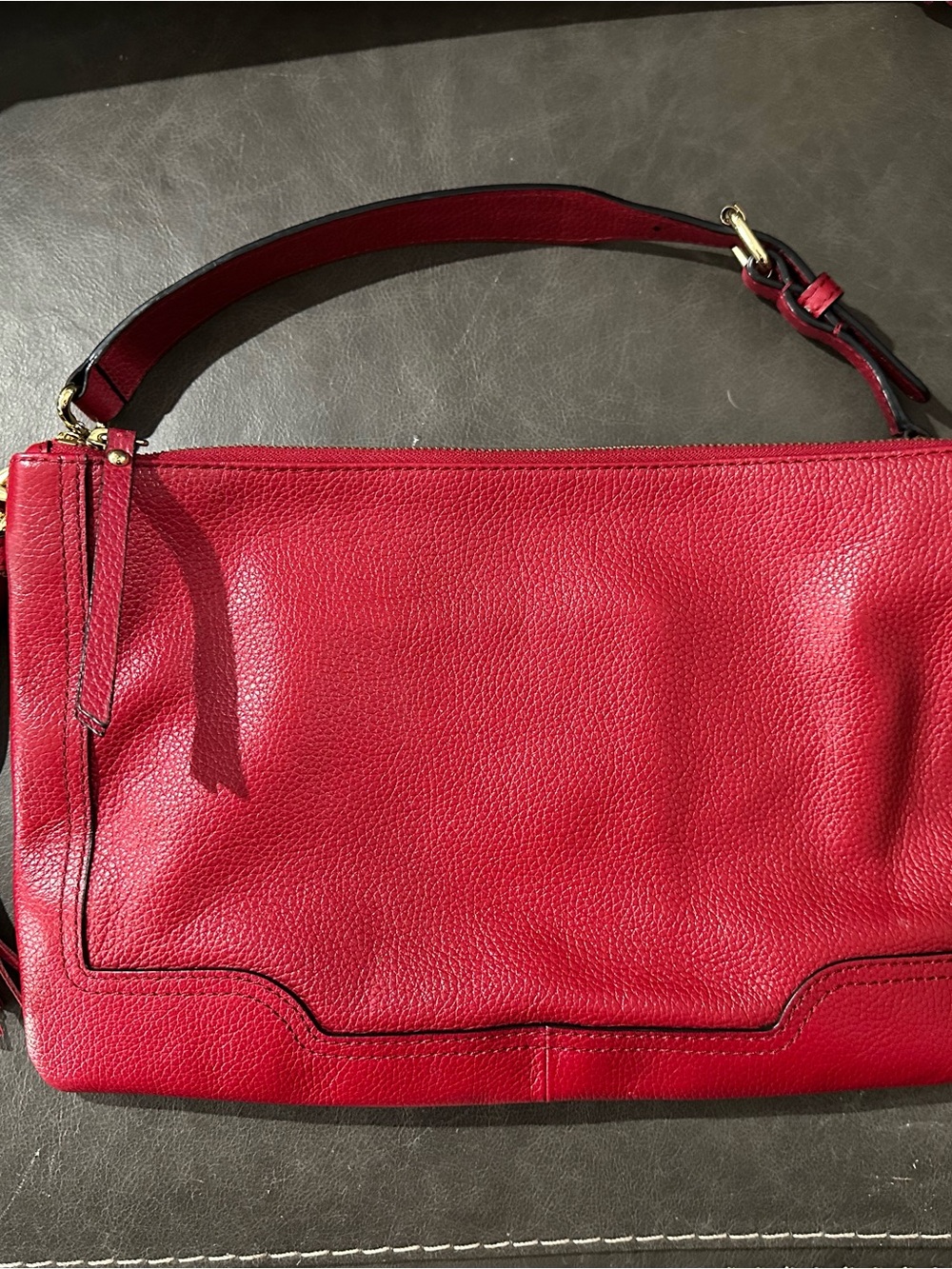 Banana Republic Red Leather Crossbody Convertible Bag Tassel Gold Statement Bag - Picture 11 of 16
